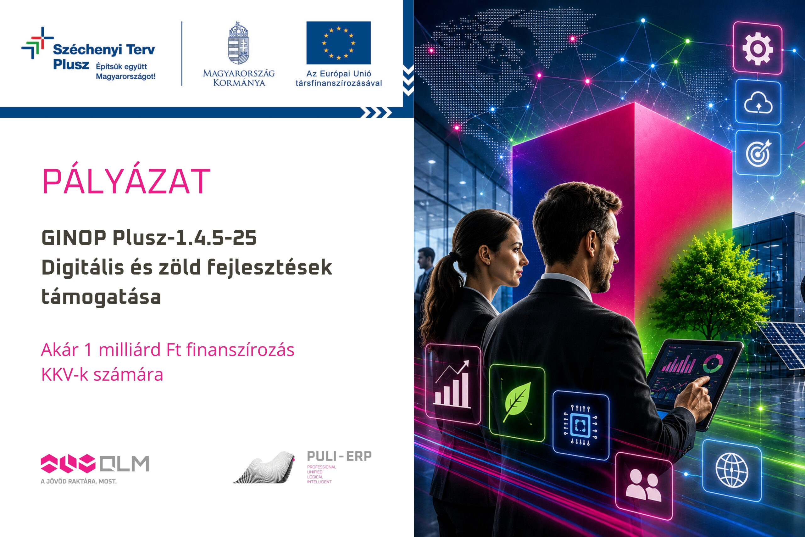 Ginop Plus pályázat, digitalizációra, fejlesztésekre, zöldülésre.